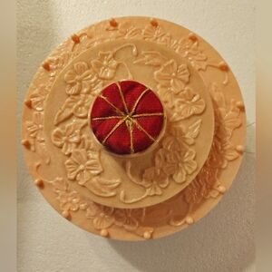 Vintage/antique, 60's, Carousel Tiered Sewing Caddy with 16 spools of thread